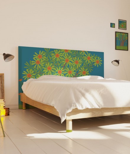 Tête de lit 160 cm Bleu Jennyfer Yerkes Fleurs d'Inde