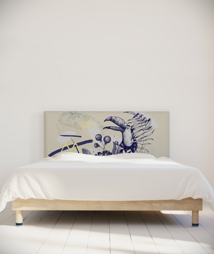 Tête de lit 160 cm Bleu Blanc Missy Toucan