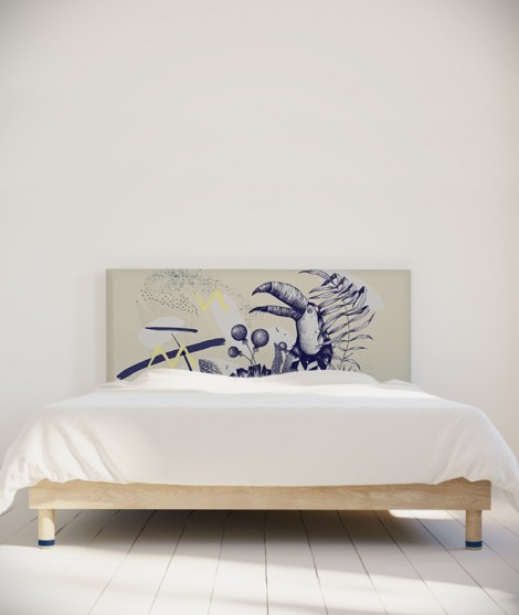 Tête de lit 160 cm Bleu Blanc Missy Toucan
