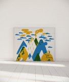 Tête de lit 140 cm Bleu Jaune Laurent Moreau Volcan