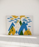 Tête de lit 160 cm Bleu Jaune Laurent Moreau Volcan