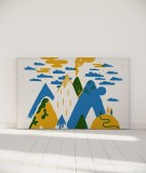 Tête de lit 180 cm Bleu Jaune Laurent Moreau Volcan