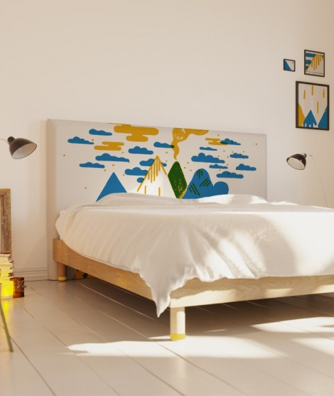 Tête de lit 160 cm Bleu Jaune Laurent Moreau Volcan