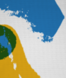 Tête de lit Bleu Jaune Laurent Moreau Volcan