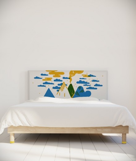 Tête de lit 160 cm Bleu Jaune Laurent Moreau Volcan