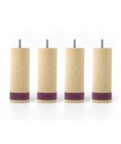 Lot de 4 pieds myquintus wood bois et silicone, hauteur 20 cm