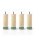 Lot de 4 pieds myquintus wood bois et silicone, hauteur 20 cm