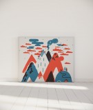 Tête de lit 140 cm Bleu Rouge Laurent Moreau Volcan