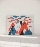 Tête de lit 160 cm Bleu Rouge Laurent Moreau Volcan