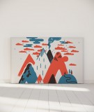 Tête de lit 180 cm Bleu Rouge Laurent Moreau Volcan