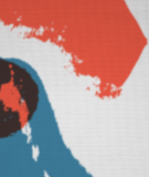 Tête de lit Bleu Rouge Laurent Moreau Volcan