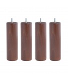 Lot de 4 pieds de sommier cylindre en Hêtre, haut. 20 cm, Made In France