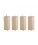 Lot de 4 pieds carrés en Hêtre, haut. 15 cm, Made In France