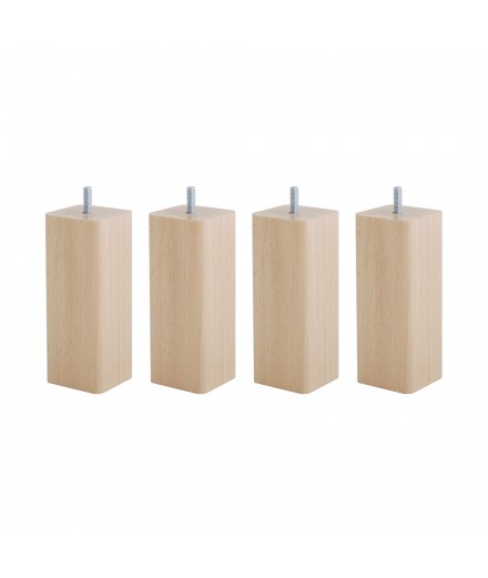 Lot de 4 pieds carrés en Hêtre, haut. 15 cm, Made In France