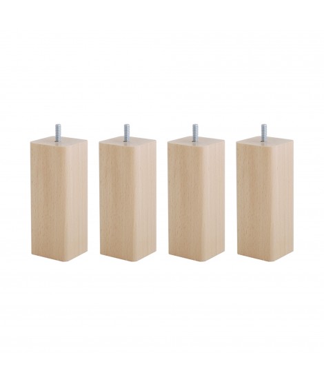 Lot de 4 pieds carrés en Hêtre, haut. 15 cm, Made In France