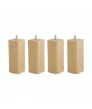 Lot de 4 pieds carrés en Hêtre, haut. 15 cm, Made In France