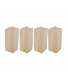 Lot de 4 pieds carrés en Hêtre, haut. 20 cm, Made In France