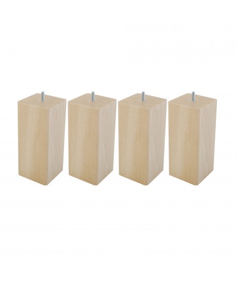 Lot de 4 pieds carrés en Hêtre, haut. 20 cm, Made In France