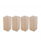 Lot de 4 pieds carrés en Hêtre, haut. 20 cm, Made In France