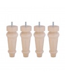 Lot de 4 pieds de sommier Louis XVI en Hêtre, haut. 15 cm, Made In France