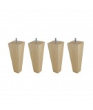 Lot de 4 pieds pyramide en Hêtre, haut. 15 cm, Made In France