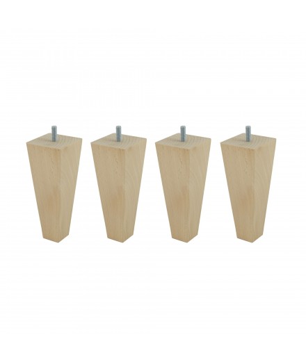 Lot de 4 pieds pyramide en Hêtre, haut. 15 cm, Made In France