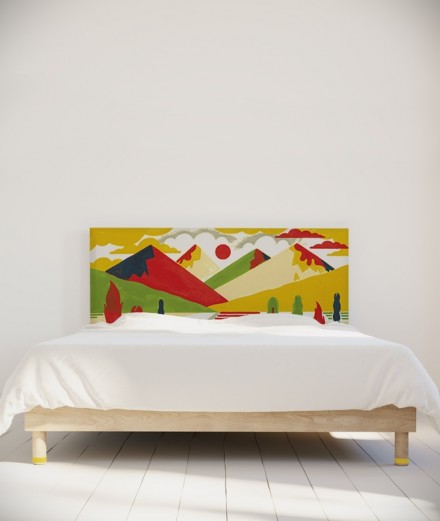 Tête de lit 160 cm Jaune Rouge Laurent Moreau Montagnes