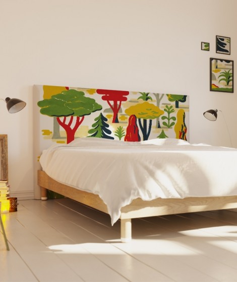 Tête de lit 160 cm Jaune Vert Laurent Moreau Forêt