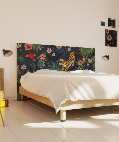 Tête de lit en tissu motif tigre