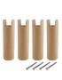 Lot de 4 pieds de sommier cadre à lattes en Hêtre, haut. 20 cm