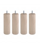 Lot de 4 pieds de sommier cylindre en Hêtre, haut. 15 cm