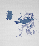 Tête de lit Blanc Bleu Bastien Massot Samouraï