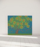 Tête de lit 140 cm Bleu Jennyfer Yerkes Fleurs d'Inde